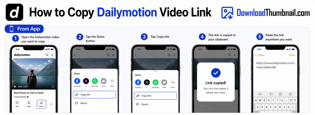 How to copy a Dailymotion link on mobile to download the thumbnail