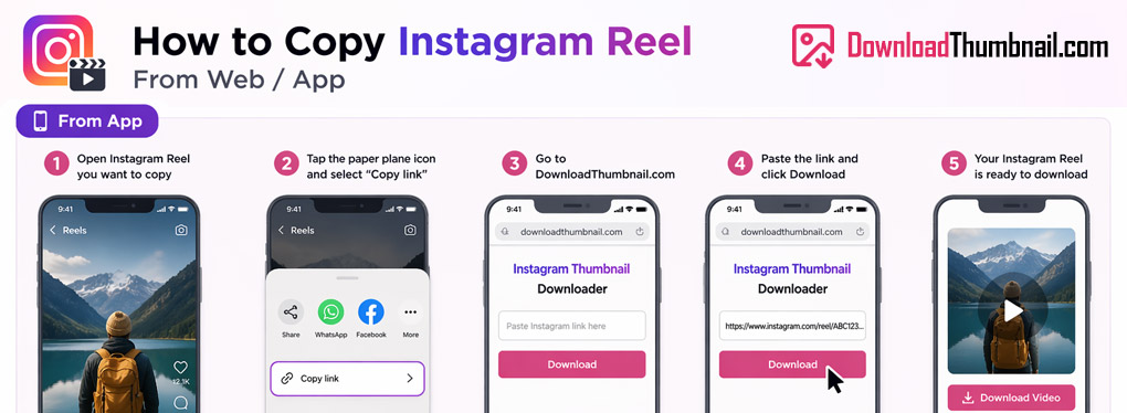 How to copy an Instagram Reel link on mobile