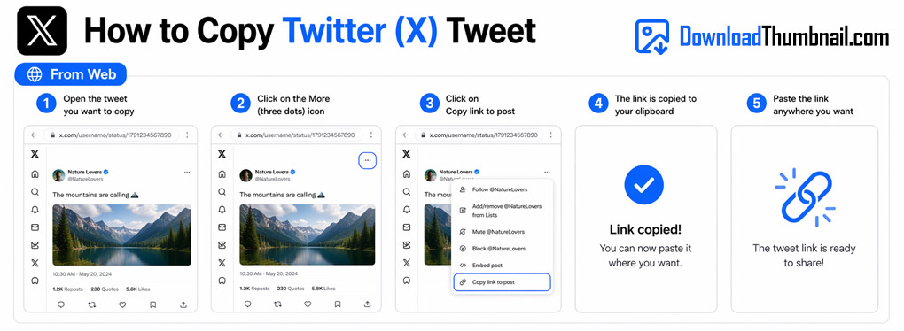 How to copy a Twitter/X tweet URL to download the media thumbnail